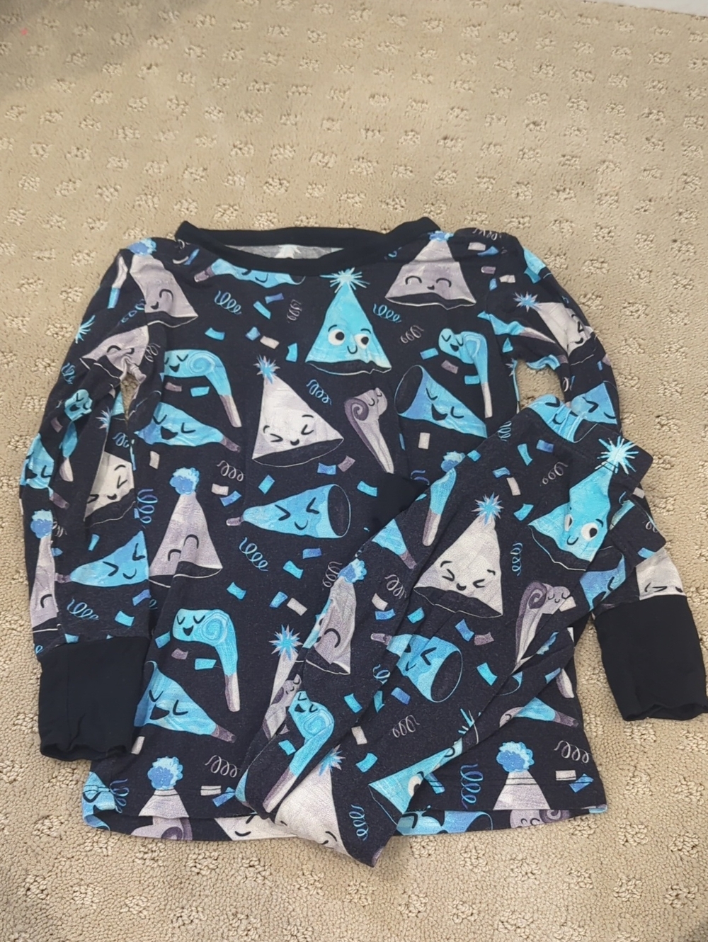 Kids Navy Party Hat Print Long-Sleeve Tee by